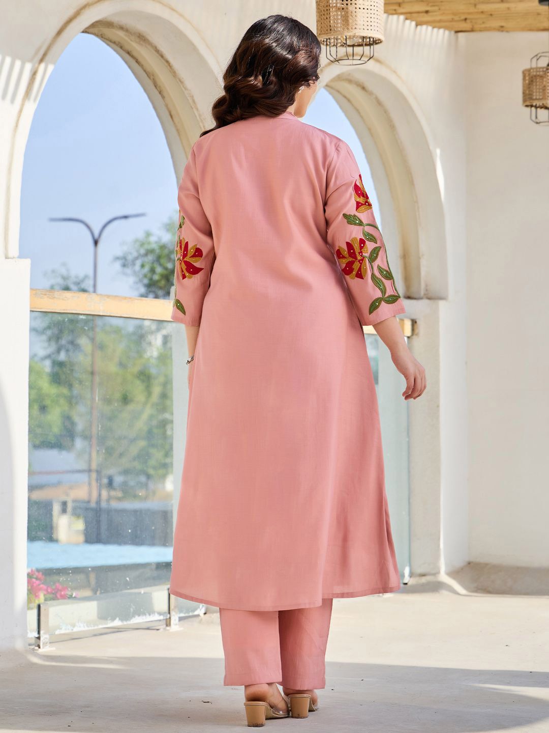 Dhiyona IE Embroidered Pure Cotton Tunic With Trousers Co-Ords