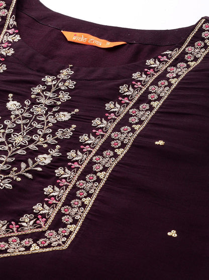 Floral Embroidered Regular Kurta with Trousers & Dupatta