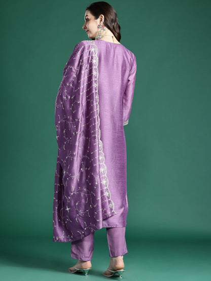 Ethnic Motifs Embroidered Kurta with Trousers & Dupatta