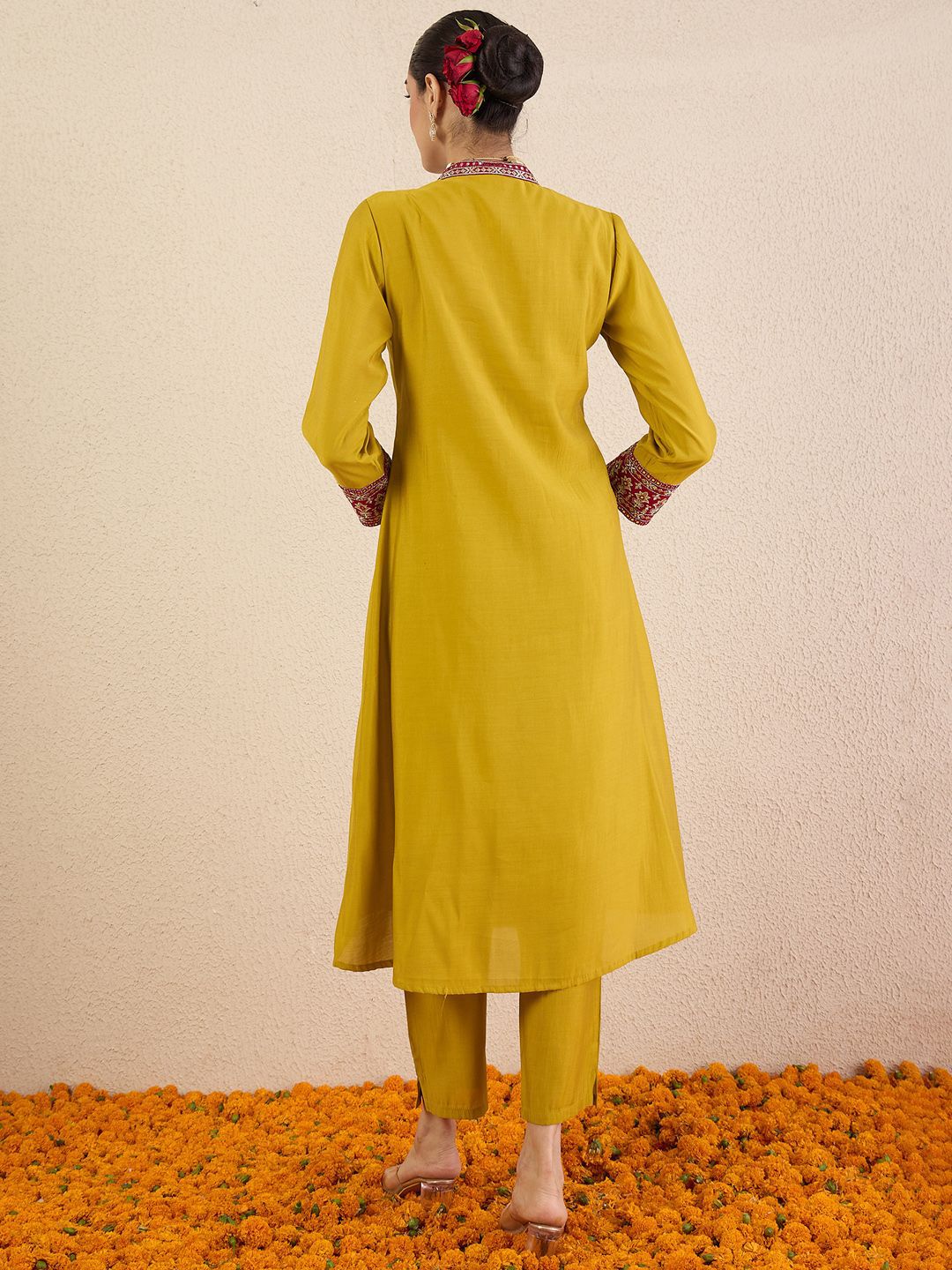 Women Solid Embroidered Kurta with Pyjama