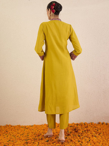 Women Solid Embroidered Kurta with Pyjama