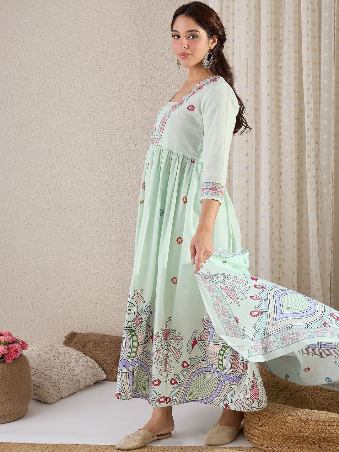 Women Ethnic Motifs Printed Pure Cotton Kurta with Trousers & Dupatta