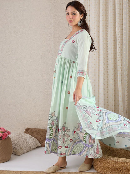 Women Ethnic Motifs Printed Pure Cotton Kurta with Trousers & Dupatta