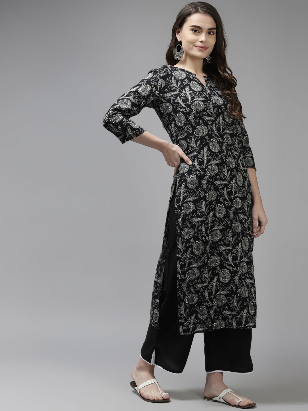Women Black Ethnic Motifs Printed Kurta with Trousers & Dupatta
