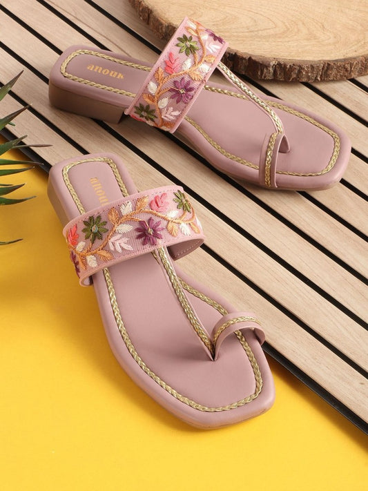 Dhiyona AK Women Embroidered Open Toe Flats