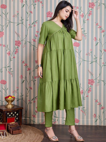 Dhiyona OD  Pure Cotton Anarkali Kurta with Trousers