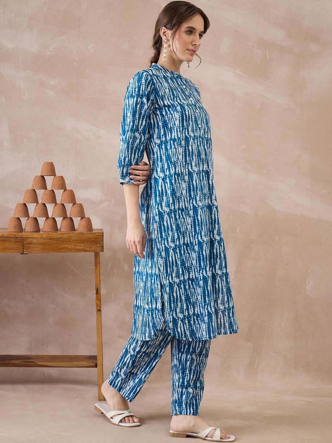 Women Printed Regular Pure Cotton Kurta with Trousers