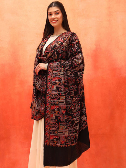 Dhiyona PA Arwina Pure Wool Ethnic Motifs Embroidered Shawl