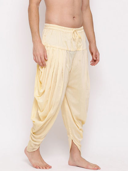 Men's Cream Silk Blend Straight Dhoti