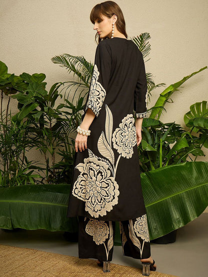Dhiyona IE Printed Round Neck Top With Trousers Co-Ords