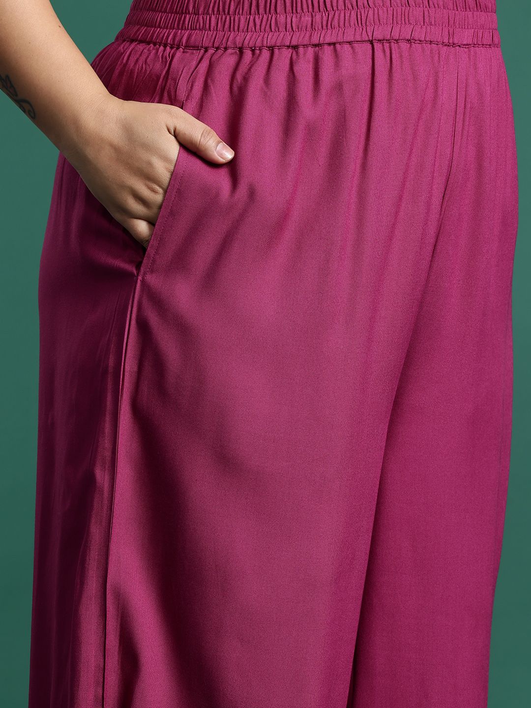 Plus Size Floral Zari Embroidered Kurta with Salwar & With Dupatta