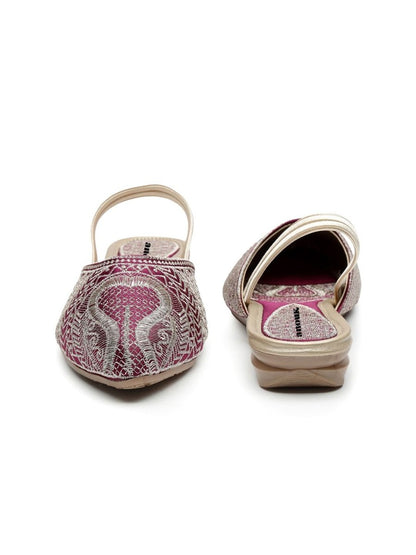 Dhiyona AK Women Leather Embroidered Backstrap Mules Flats