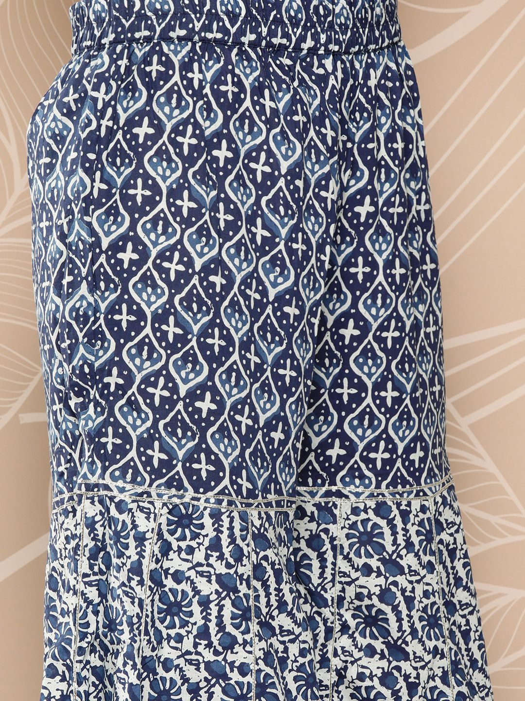 Dhiyona VA Women'sEthnic Motifs Printed Pleated Gotta Patti Pure Cotton Kurti With Sharara