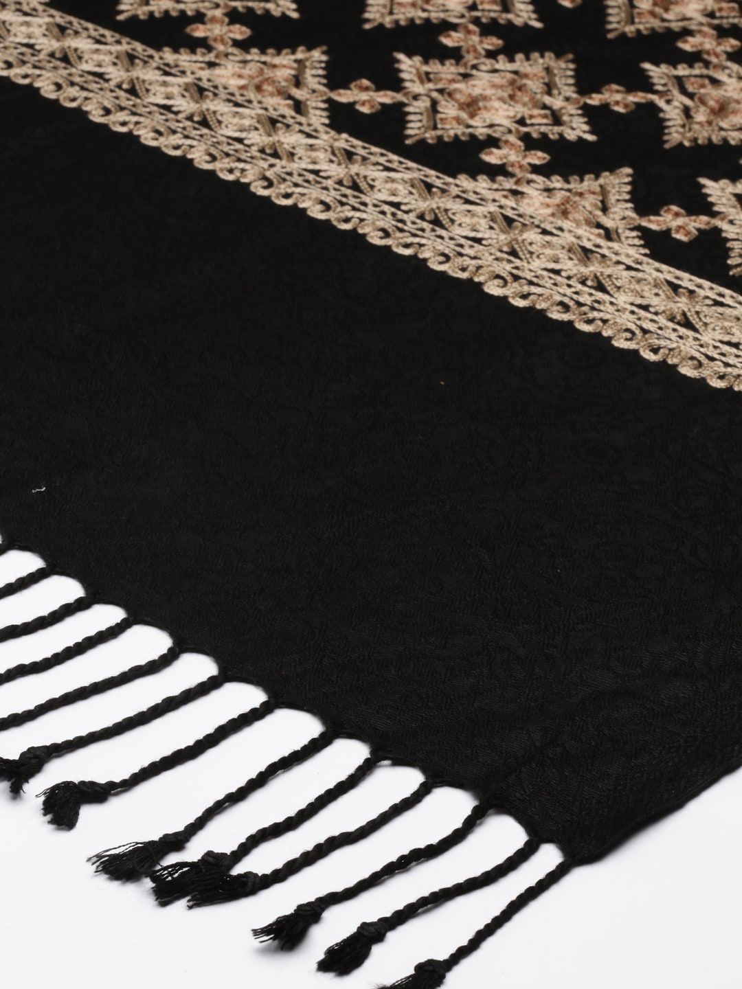 Dhiyona PA Women Black Aari Embroidered Shawl