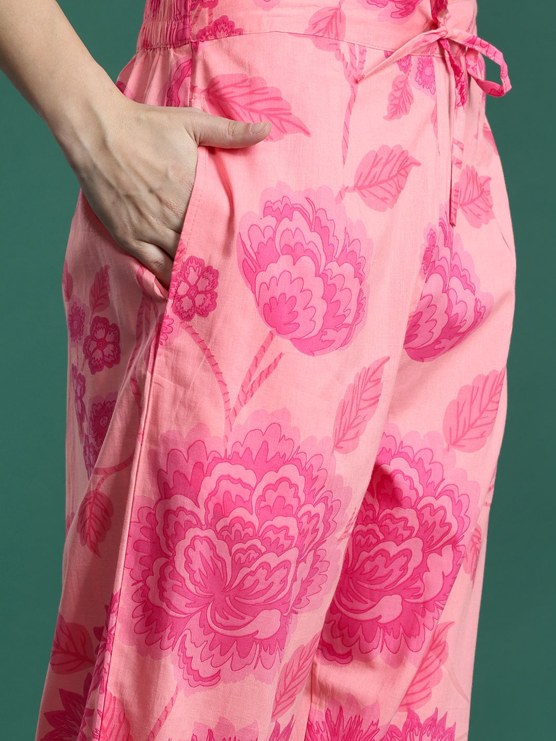 Dhiyona IE Floral Printed Pure Cotton Kurta with Trousers & With Dupatta