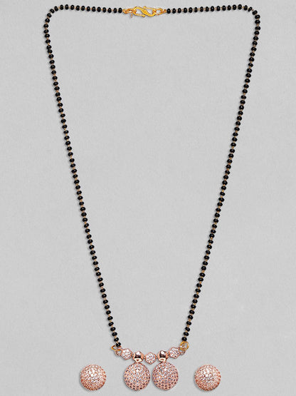 Dhiyona RJ Women's 24K Gold-Plated Stone-Studded & Beaded Mangalsutra With Earrings