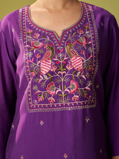 Women Floral Embroidered Kurta with Trousers & Dupatta