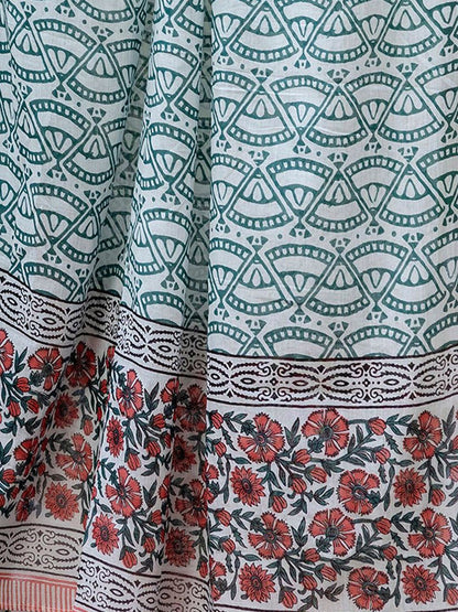 Dhiyona IE Floral Printed V-Neck Pure Cotton Straight Kurta With Palazzo And Dupatta