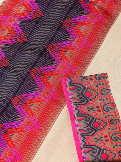 Women Beige & Pink Yoke Design Kurta with Palazzos & Dupatta