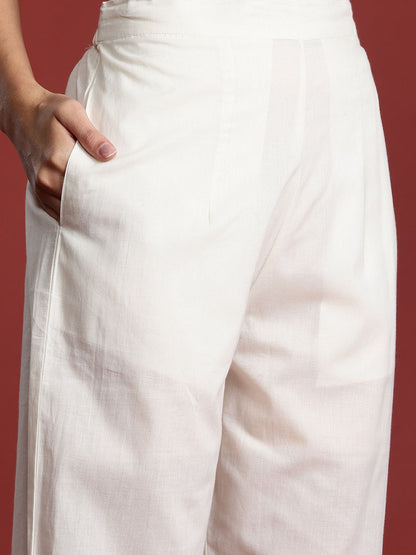 Dhiyona IE Floral Printed Pure Cotton A-Line Kurta with Trousers