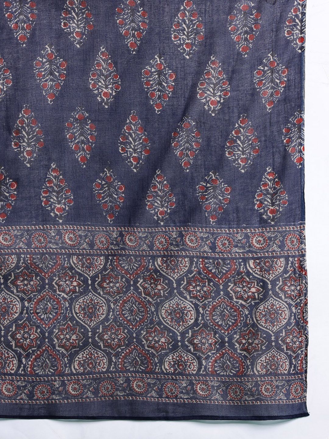 Dhiyona IE Ethnic Motifs Printed Panelled Mirror Work Pure Cotton Kurta Set