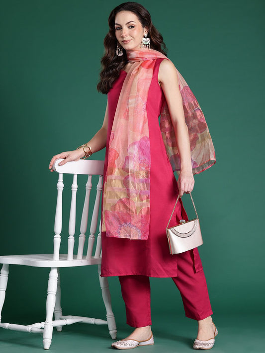 Dhiyona IE Sweetheart Neck Kurta With Trousers & Dupatta