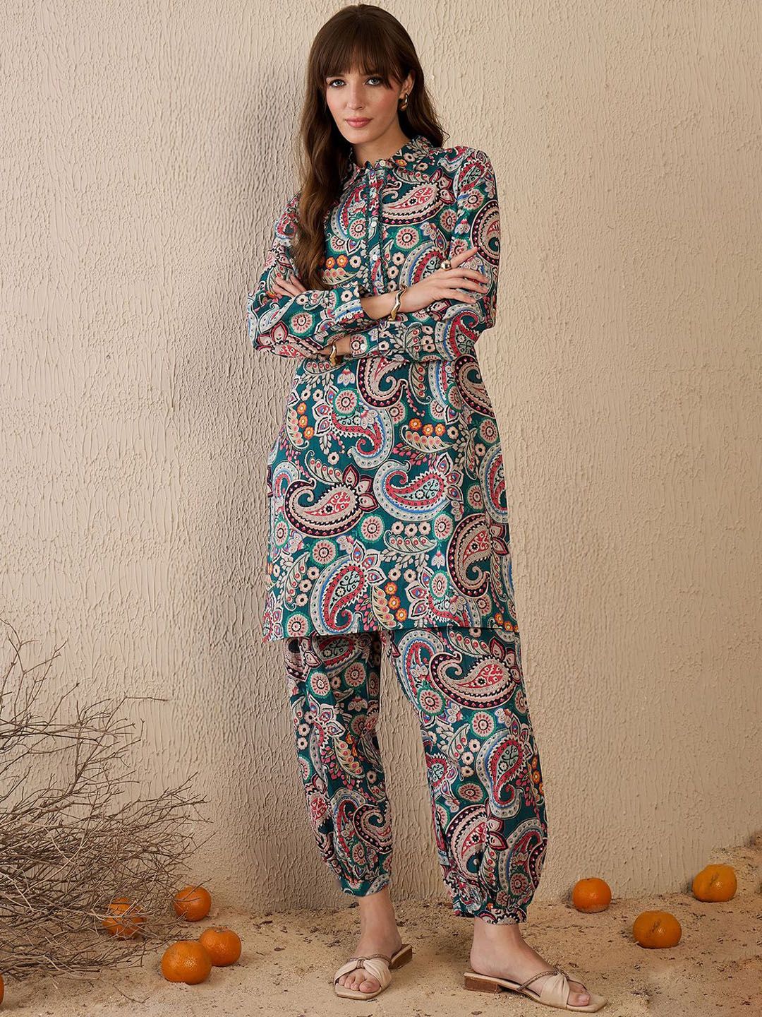 Dhiyona IE Women Ethnic Motifs Printed Regular Pure Cotton Kurta with Salwar