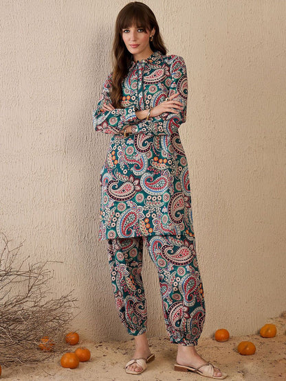 Women Ethnic Motifs Printed Regular Pure Cotton Kurta with Salwar