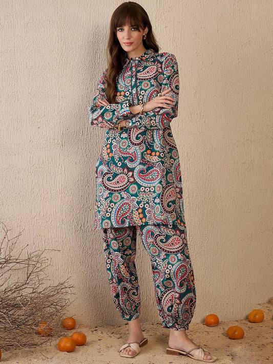 Women Ethnic Motifs Printed Regular Pure Cotton Kurta with Salwar