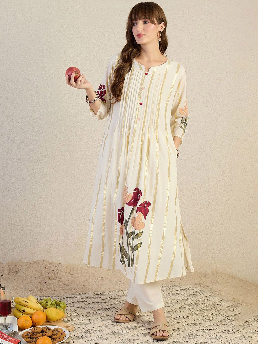 Dhiyona IE Printed Round Neck Top With Trousers Co-Ords