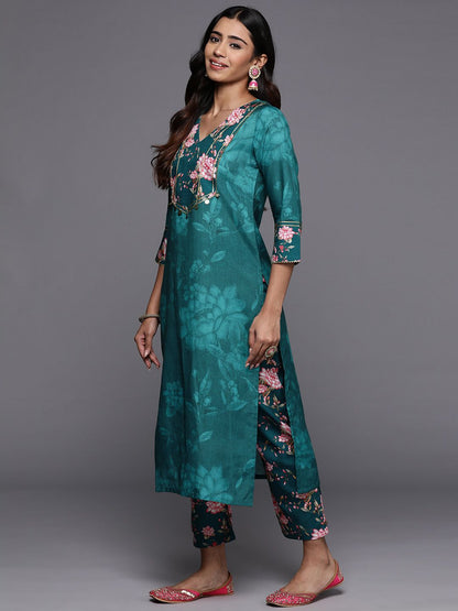 Dhiyona VA Women'sFloral Printed Regular Kurta with Trousers & Dupatta