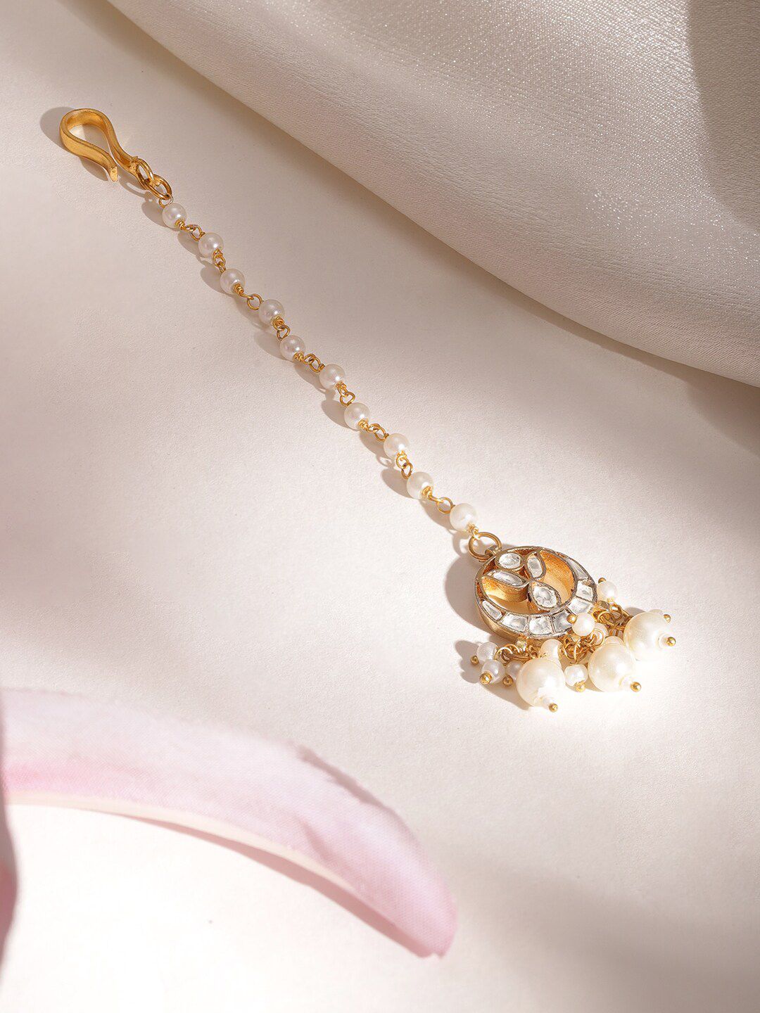 Dhiyona RJ Women's Gold-Plated Kundan Studded Maang Tikka Head Jewellery