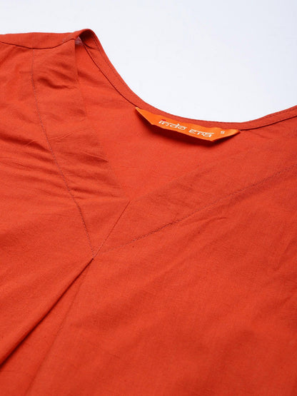 Women Floral Pleated Pure Cotton Kurta with Trousers & With Dupatta