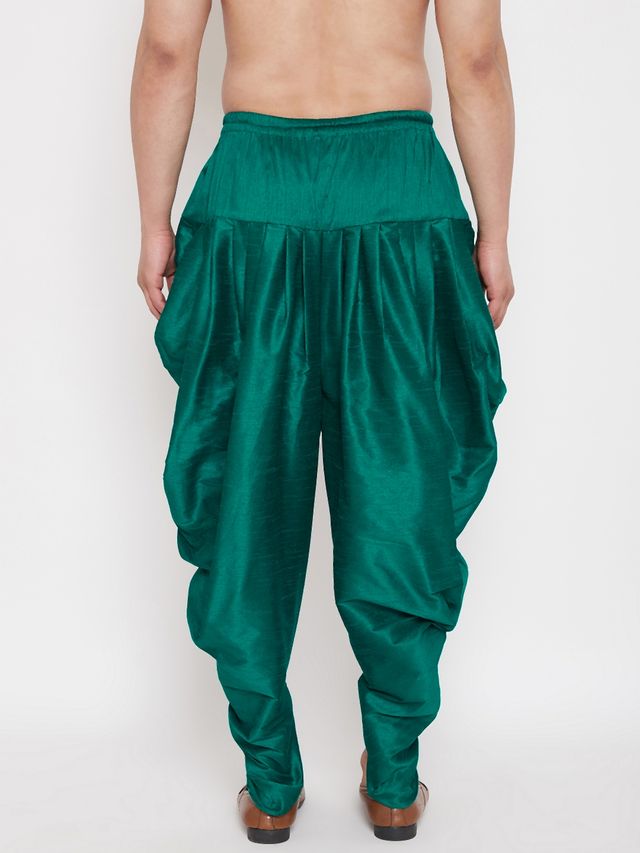 Men's Green Silk Blend Regular Dhoti