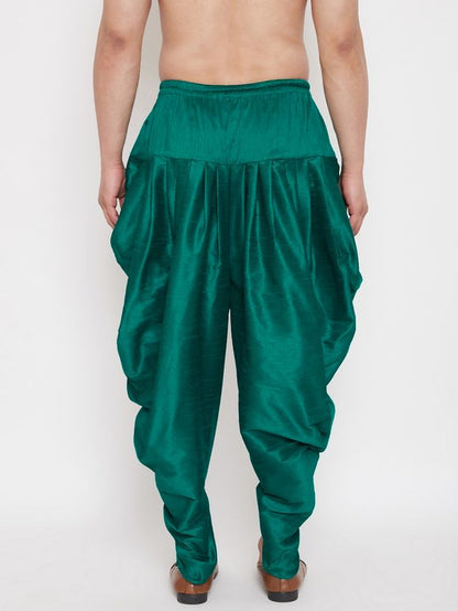 Men's Green Silk Blend Regular Dhoti