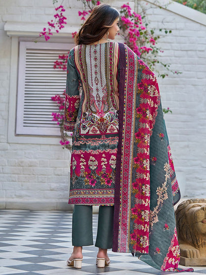 Dhiyona VA Women's Printed Regular Beads and Stones Kurta with Trousers & With Dupatta