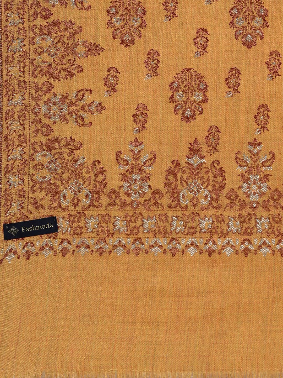 Dhiyona PA Women Yellow Woven Design Kaani Wool Shawl