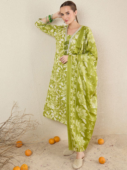 Dhiyona IE Women Floral Printed Kurta with Trousers & Dupatta