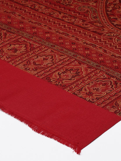 Dhiyona PA Women Red Woven Design Jamawar Shawl
