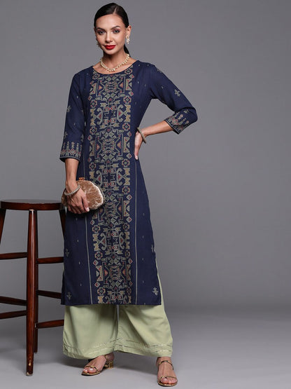 Dhiyona IE Women Ethnic Motifs Printed Straight Cotton Kurta