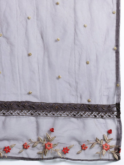 Dhiyona IE Floral Embroidered Kurta With Trousers & Dupatta
