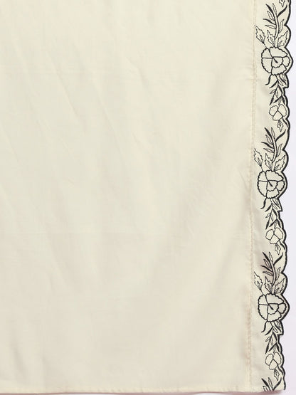 Floral Embroidered Thread Work Pure Cotton Kurta with Trousers & With Dupatta