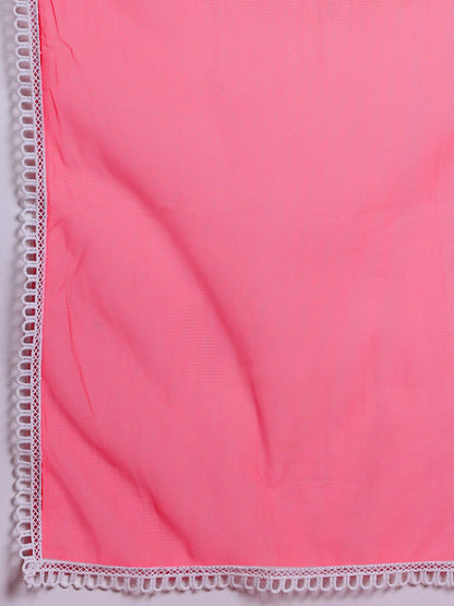 Dhiyona IE Floral Yoke Design Kantha Work Kurta With Trousers & Dupatta