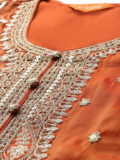 Ethnic Motifs Embroidered Sequinned Kurta with Trousers & With Dupatta