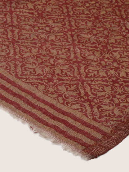 Dhiyona PA Women Maroon Woven Design Wool Shawl