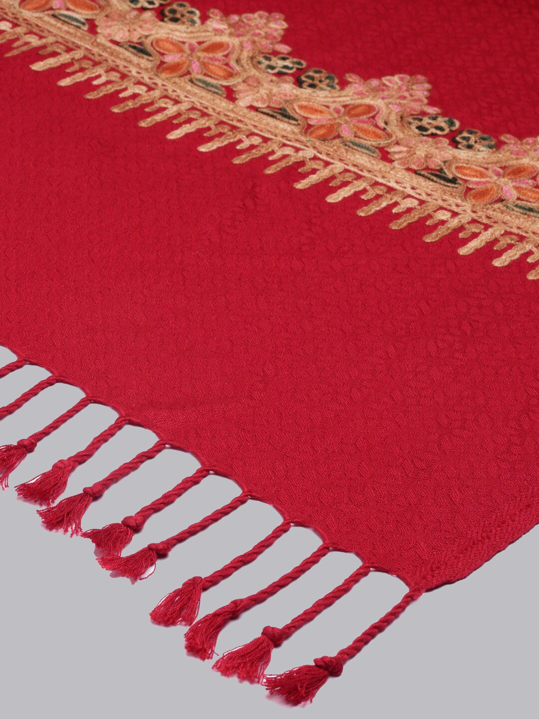 Dhiyona PA Women Maroon Aari Embroidered Shawl