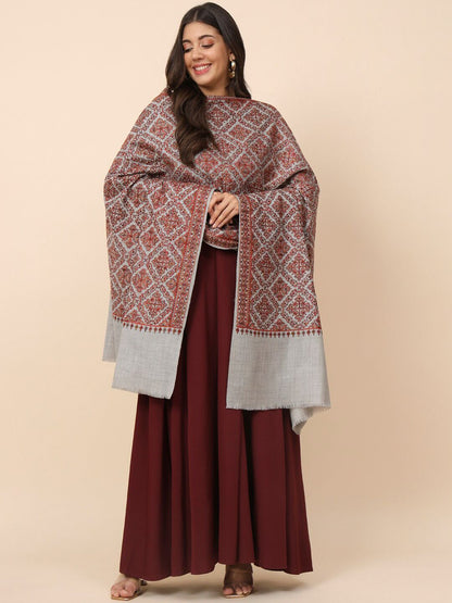 Dhiyona PA Floral Embroidered Pure Woolen Shawl
