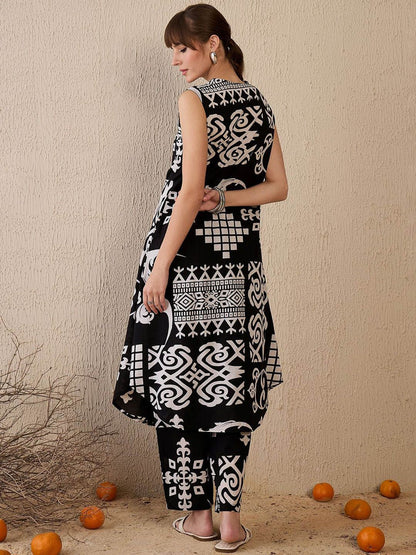 Dhiyona IE Women Printed Regular Pure Cotton Kurta with Trousers