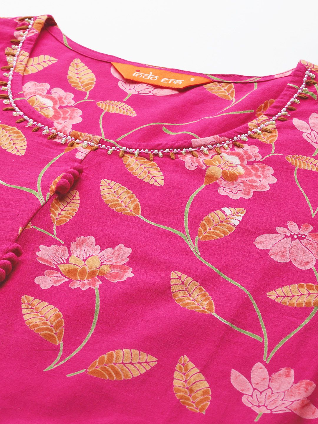 Dhiyona IE Floral Printed Regular Pure Cotton Kurta with Trousers & Dupatta