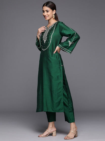 Dhiyona VA Women'sEthnic Motifs Printed Regular Sequinned Kurta with Trousers & With Dupatta